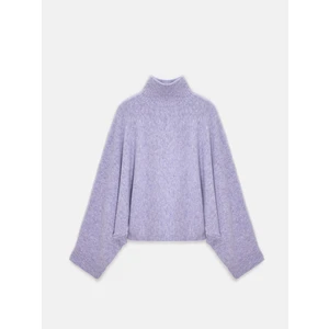 10817 Yün Karışımlı Yarasa Kol Triko Kazak-Lila