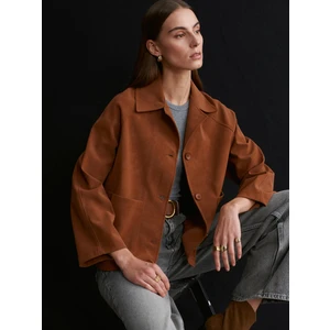 60777 Cepli Süet Ceket-Camel