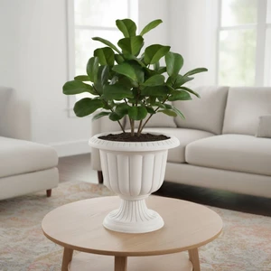 Nergis Dekoratif Kırık Beyaz Ayaklı Saksı - Plastik Çiçek Saksısı 3,4 Litre Hacim