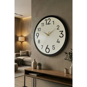 AA Shop Ahşap Siyah Beyaz Renk Sade Sayılı Hediyelik Sessiz Duvar Saati 50CM