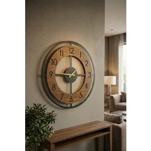 AA Shop Ahşap Siyah Ceviz Mobilya Renk Desenli Hediyelik Sessiz Duvar Saati 50CM