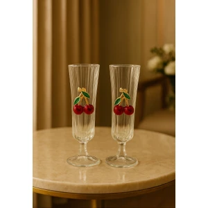 2 Li Cam Kiraz Flüt Kahve Yanı Bardağı Kokteyl Meşrubat Bardak 150ML