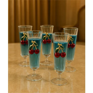 6 Lı Kristal Cam Kiraz Kahve Yanı Bardağı Su Bardak 150ML