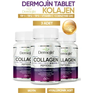 3 Adet - Hidrolize Ve Biotin İçeren %100 Saf Tablet Kolajen