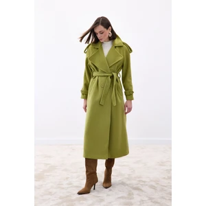 Geniş Yaka Uzun Kaban - Yeşil