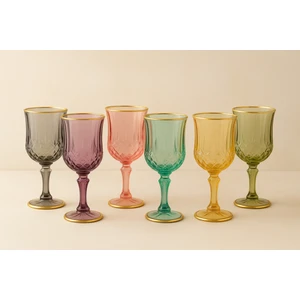 6 Lı Renkli Cam Kahve Yanı Su Bardağı Bardak 150ML