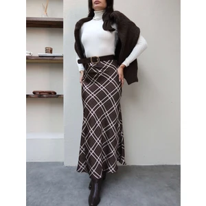 Esra Helvacı Ekose Desenli Asimetrik Etek