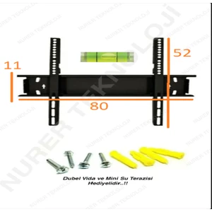 Nurer Teknoloji  grundig 65" Inç 165 Ekran LCD Tv Sabit Duvar Askı Aparatı + Su Terazili 