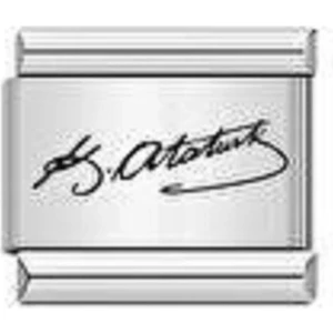 Göktürkçe Türk Yazılı Ek Uzatma Italyan Charm Çelik Bileklik Charmı