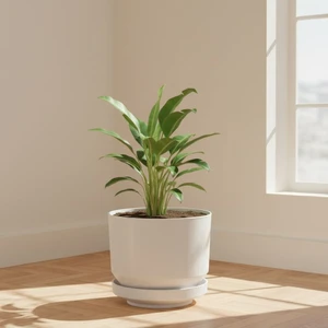 9 Litre Gri Dekoratif Lüks Saksı Iç Dış Mekan Tabaklı Plastik Çiçek Saksısı