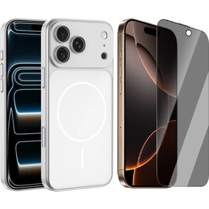 iPhone 17 Pro Max Kılıf Zore M-Safe Şarj Özellikli Kamera Korumalı Spark Kapak + Hayalet Ekran Koruyucu