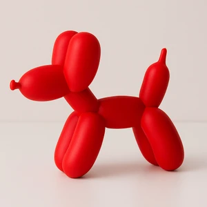 Kırmızı Balon Köpek Biblo – Pla Dekoratif Heykel, Modern Ev & Ofis Aksesuarı