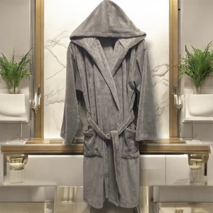 Mysoft Home Triga Kapüşonlu Bornoz %100 Pamuk