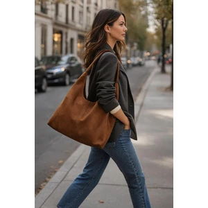 Büyük Boy Salaş Süet Çanta