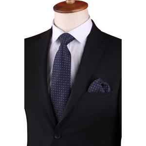 Lacivert Küçük Desen Mendilli Klasik Kravat KK13139