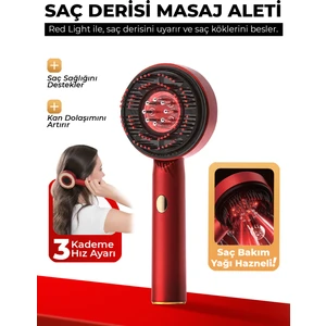 7go 7gmg8 LED Işıklı Saç Derisi Masaj Aleti & Yağ Uygulamalı Şarjlı Head Massage Gun