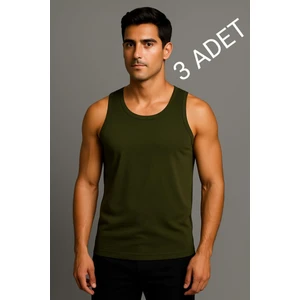En Moda İç Giyim Yeşil 3'lü Paket %100 Pamuk Penye Klasik Askılı Erkek Atlet – Nefes Alan, Rahat Kalıp, Günlük
