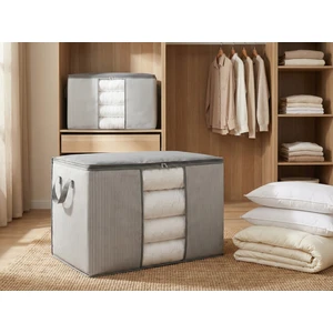 2 Adet Mega Boy Pencereli Çizgi Desen Baskılı Antrasit Yorgan Düzenleyici Hurç 90x50x50 cm