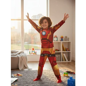 Arya Kostüm Demir Adam Kostümü Çocuk 2-8 Yaş | Kassız Iron Kahraman Kostümü |  Maskeli
