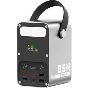 60.000MAH 35W Hızlı Şarj Askılı LED Göstergeli El Fenerli Taşınabilir Powerbank