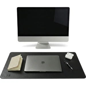 LOS CAJA Siyah Deri Mouse Pad- Premium Kaymaz Deri Masa Matı ve Klavye Altlığı - Sümen 90x40