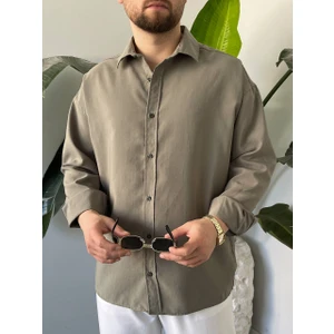 Erkek Modal Kumaş Oversize Düğmeli Modern Gömlek K3008G