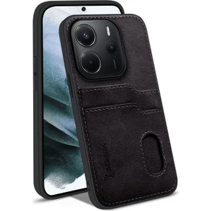 Xiaomi Redmi Note 14 Uyumlu Kılıf Zebana Kartlıklı Lüx Deri Kılıf Siyah