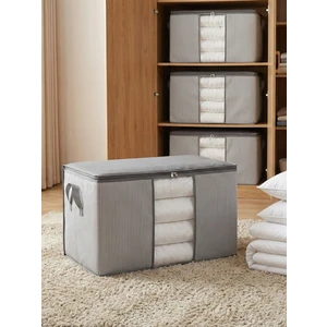 4 Adet Büyük Boy Pencereli Çizgi Desen Baskılı Antrasit Yastık Yorgan Düzenleyici Hurç Seti 75x40x40 cm