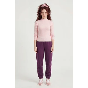 defy's Kadın Pamuklu Yarım Balıkçı Likralı Esnek Bluz Pembe