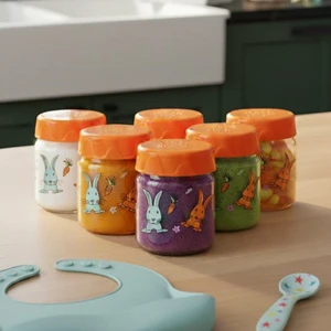 Altılı Desenli Bebek Mama Kavanozu 200 ml