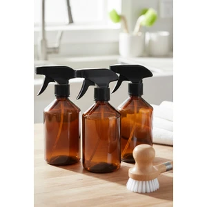 JUNİBELİW 3 Adet Amber Doldurulabilir Kahverengi Boş Plastik Sprey Şişe 3X500 Ml