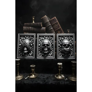 Kurukafa Polyester Tablo 3lü Metalik Siyah-Gri