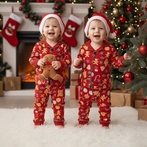 Luna Mia Baby Yılbaşı Temalı %100 Pamuk Unisex Pijama Takımı  3-4-5-6-7-8 Yaş  (1 Alt 1 Üst Takımgönderilir)