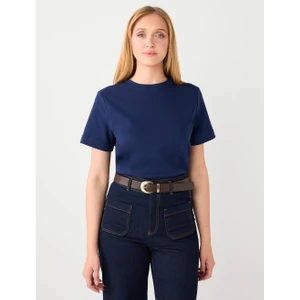 Jimmy Key Lacivert %100 Pamuk Kısa Kollu Basic Örme Tişört