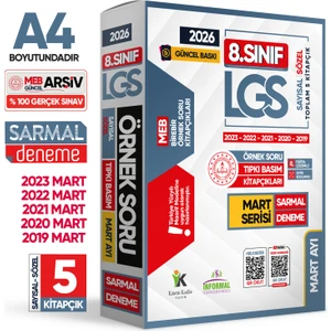 Karakutu Yayınları 2026 8.Sınıf LGS Mart Ayı MEB Örnek Soru Tıpkı Basım 5li Sarmal Deneme Paketi Dijital Çözümlü