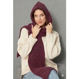 Irmak Kerekli Kadın Yumuşak Dokulu Kapşonlu Atkı Selanik Örgü Kapşonlu Şal 13038