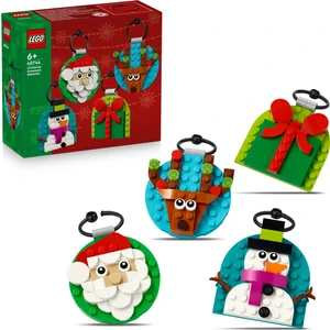 LEGO® Yılbaşı Süsü Koleksiyonu 40744 – 6 Üzeri İçin Asılan Hediye Kutusu, Kardan Adam, Ren Geyiği ve Noel Baba Yapım Seti (153P)
