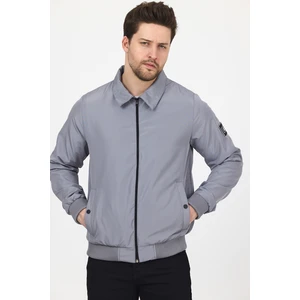 Level High Erkek Gri Basic Bomber Ceket – Mevsimlik Fermuarlı