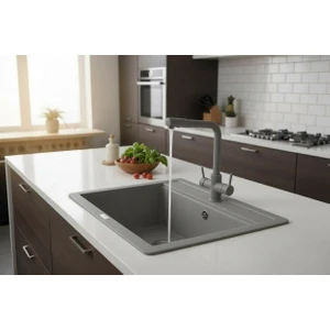 Hena Surface Granit Eviye 1 Gözlü Gri 55 x 50 Kuvars