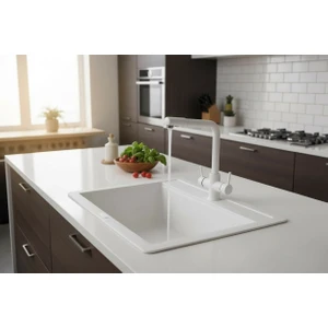 Hena Surface Granit Eviye 1 Gözlü Beyaz 55 x 50 Kuvars