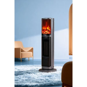 German 2075 L Grey Oben Seri OLED Şömineli Ekran Dijital Kule Tipi Turbo Hızlı Isıtıcı