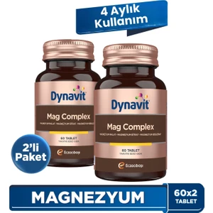 Mag Complex 60 Tab x2 – 200mg Magnezyum Kompleks 3lü Form(Malat-Sitrat-Bisglisinat)-Kas&Kemik&Enerji