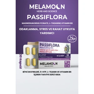 Passiflora, 5-Htp, L-Teanin, Magnezyum ve Vitamin B6 Içeren Takviye Edici Gıda 30 Kapsül