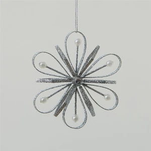 İncili 6 Yapraklı Altın Yılbaşı Ağaç Süsü – Dekoratif Parlak Süs