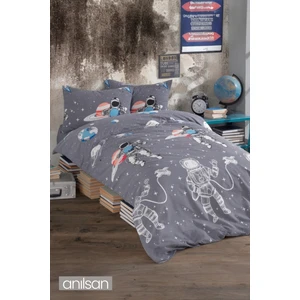 Astronot Desenli Baskılı Çocuk Nevresim Takımı Tek Kişilik Yumuşak Pamuklu Kumaş