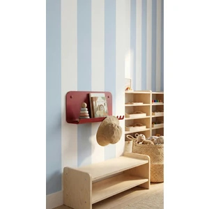 Ramm WD-001 | Dekoratif Metal Raf ve Askılık 25X12X15 cm | Koyu Kırmızı Modern Anahtarlık ve Organizer | Minimal Düzenleyici