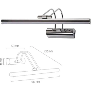 9W 50CM Krom Flüt Aplik 6500K Beyaz Işık
