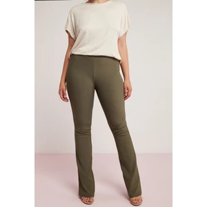 Larıssa Kadın Fittilli Interlok Vücudu Tamamen Saran Esnek Flare Haki Büyük Beden Pantolon