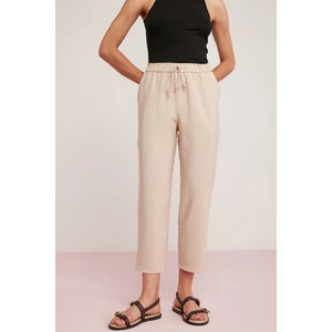 Berta Kadın Bengalin Kumaşlı Beli Kordonlu Jogger Bej Pantolon