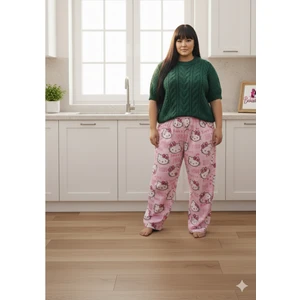 Pembe Kumaş Üzerinde Hello Kitty Desenli Pijama Altı (Milan)